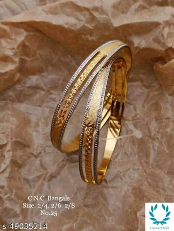 Beautiful Bangles Combination of Sliver and Gold Plating - 2.8